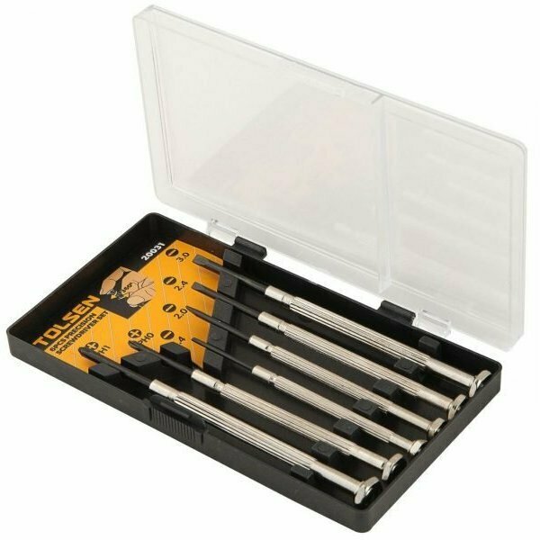 Tolsen 6Pc Precision Screwdriver Set 1.40.5, 2.00.5, 2.40.6, 3.00.6; PH0, PH1 20031